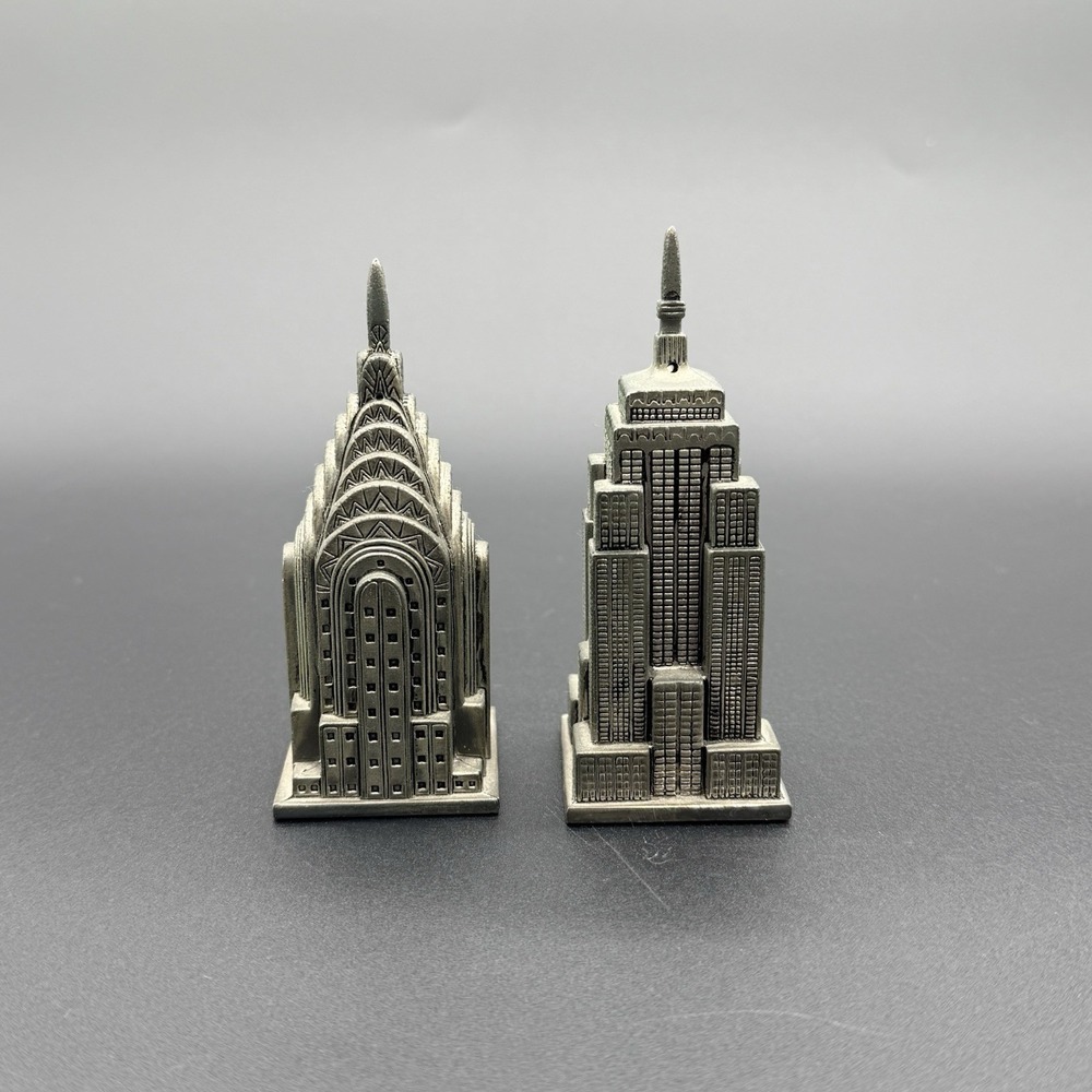 Godinger New York City Skyline Salt Pepper Shakers Empire State Chrysler‎ Set